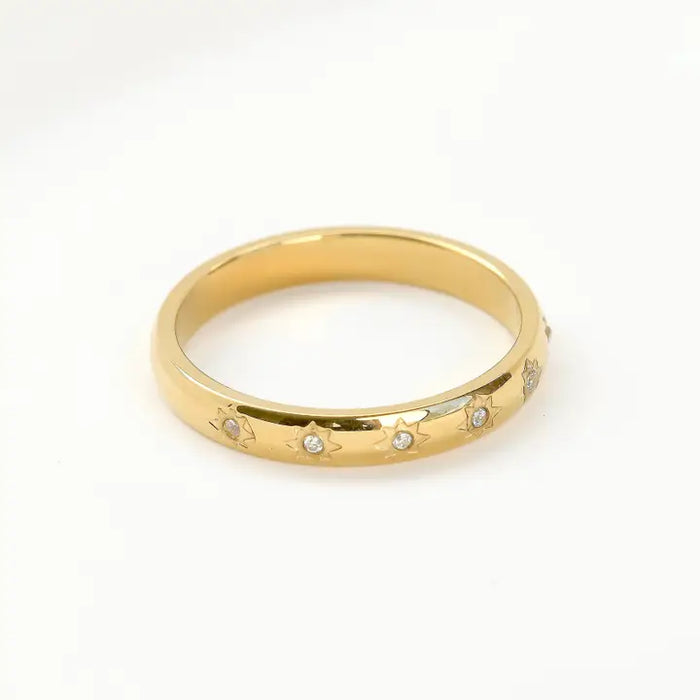 Star Diamond Ring  | 18K Gold PVD