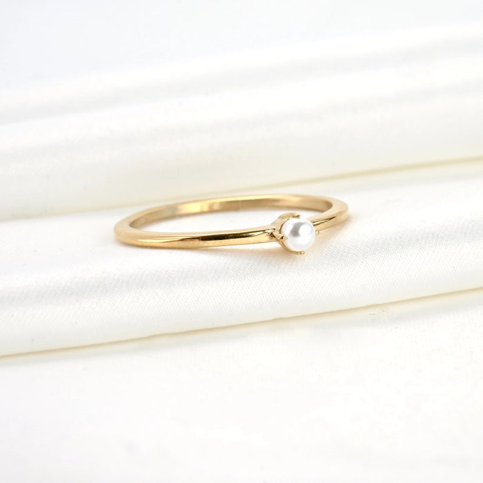 Solo Pearl Ring | 18K Gold PVD