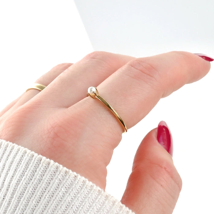 Solo Pearl Ring | 18K Gold PVD