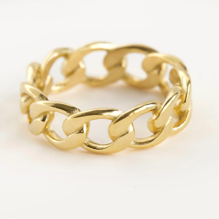 Curb Link Stackable Ring | 18K Gold PVD