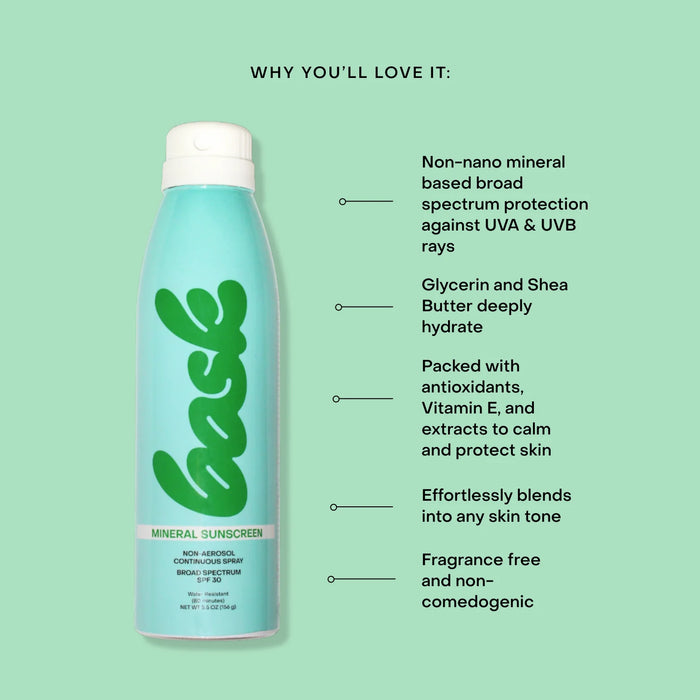 Bask SPF 30 Mineral Fragrance-Free Non-Aerosol Spray