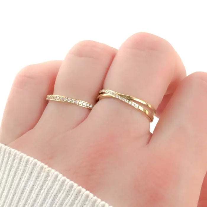 Slim Pave Diamond Band | 18K Gold PVD