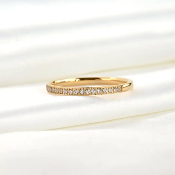 Slim Pave Diamond Band | 18K Gold PVD