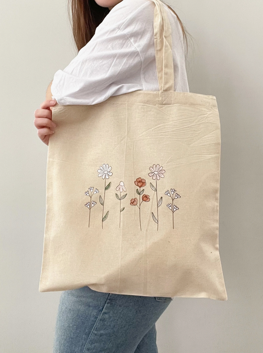 Minimal Pretty Floral Tote Bag