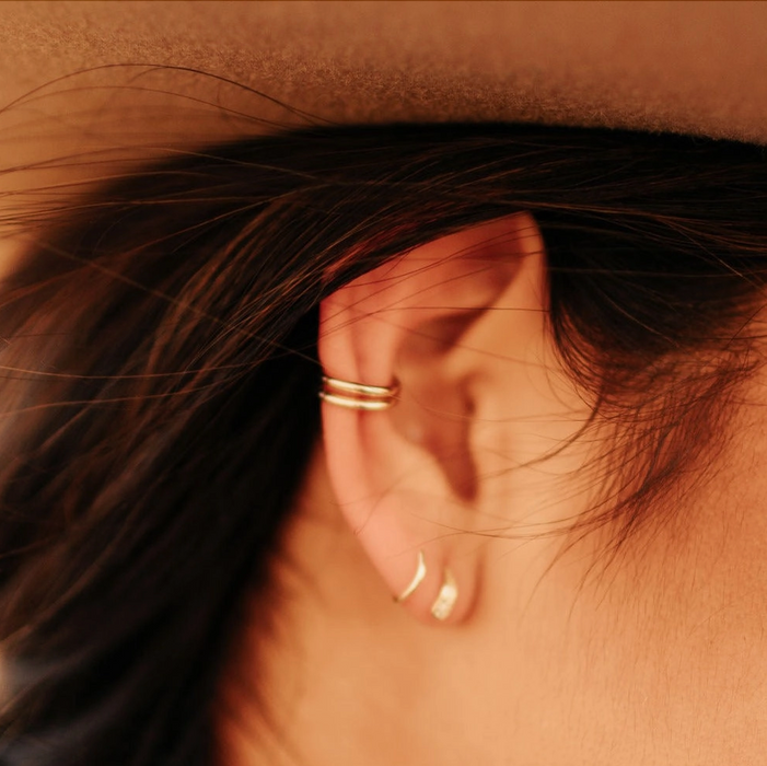 Queen Gold Filled Double Band Ear Cuff
