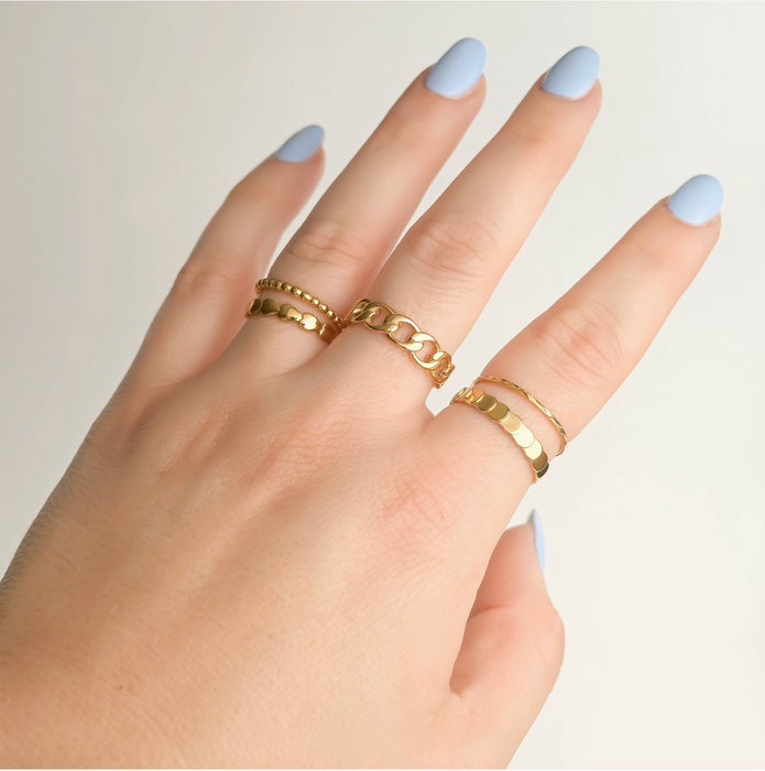 Beaded Stackable Ring | 18K Gold PVD
